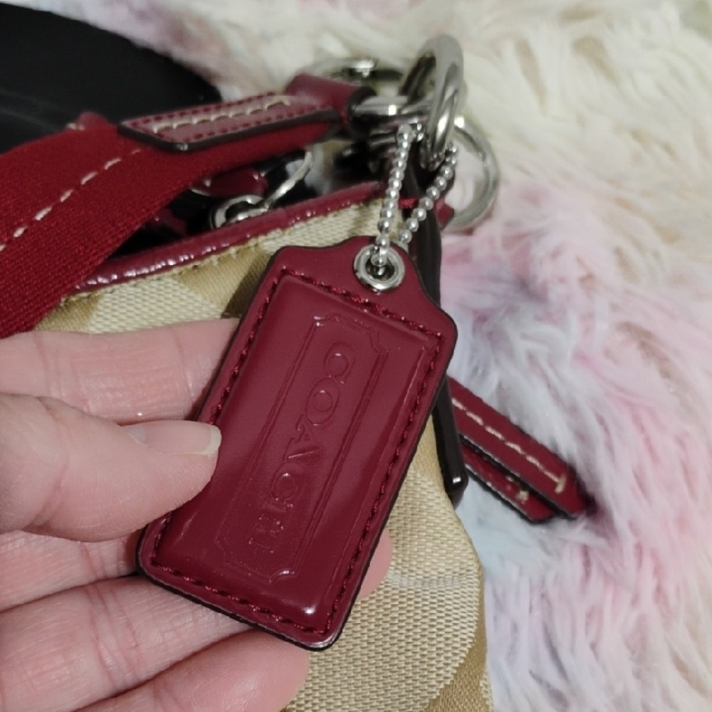 SALE! NWOT Coach Red & Tan Demi Stripe Shoulder/Crossbody Bag - Picture 11 of 14